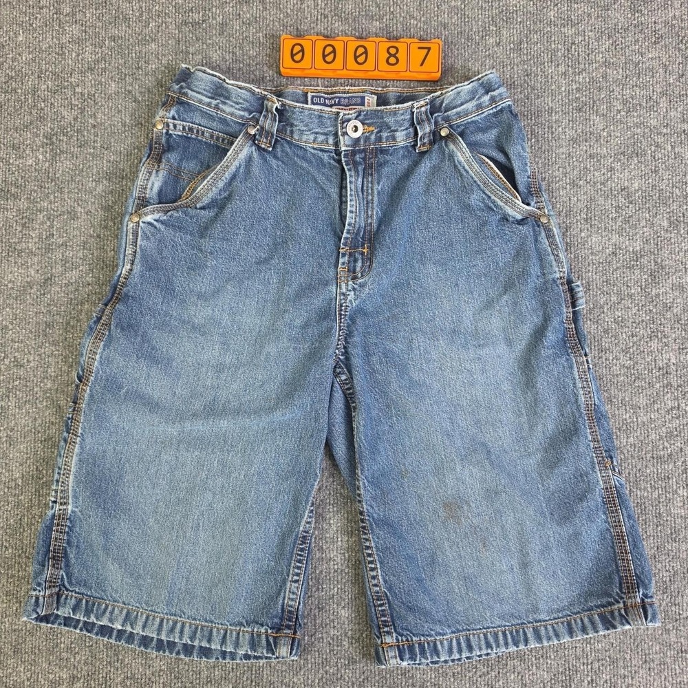 Boys Y2K Vintage Old Navy Blue Denim  Painters Shorts Size 14
